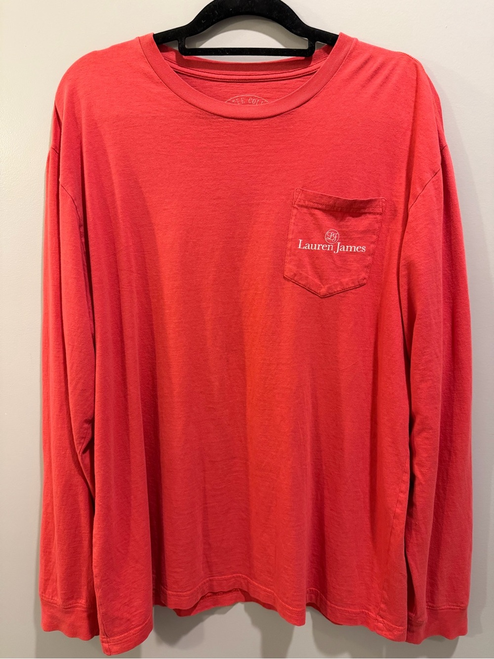 Lauren James Long Sleeve Sunrise Riverside Pocket Tee Red Size L